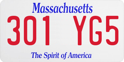 MA license plate 301YG5