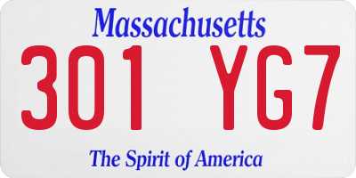 MA license plate 301YG7