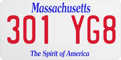 MA license plate 301YG8