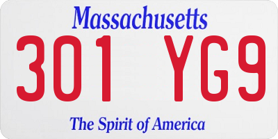 MA license plate 301YG9