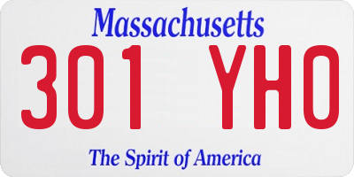 MA license plate 301YH0