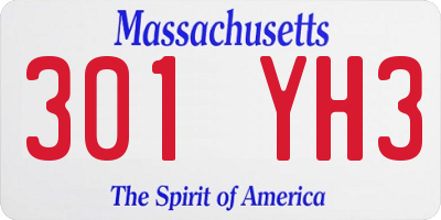 MA license plate 301YH3