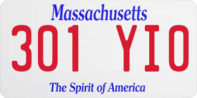 MA license plate 301YI0