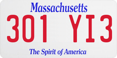 MA license plate 301YI3