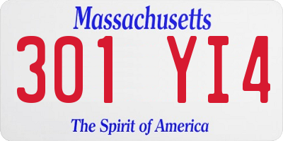 MA license plate 301YI4