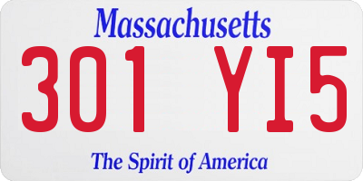 MA license plate 301YI5