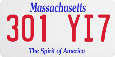 MA license plate 301YI7