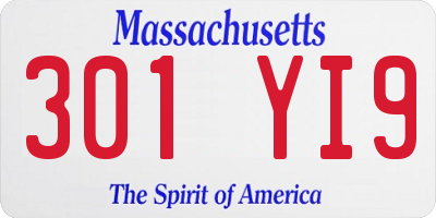 MA license plate 301YI9