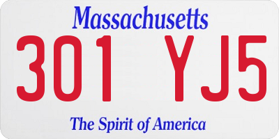 MA license plate 301YJ5