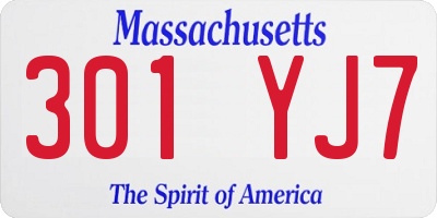 MA license plate 301YJ7