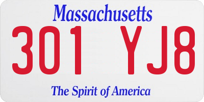 MA license plate 301YJ8