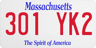 MA license plate 301YK2