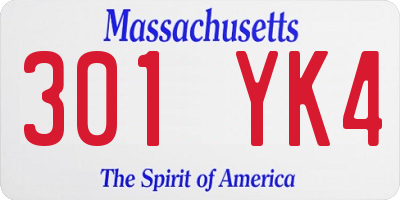 MA license plate 301YK4