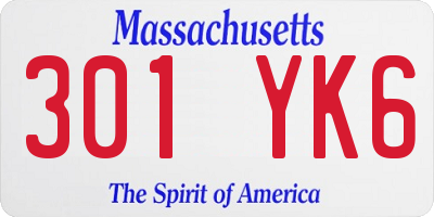 MA license plate 301YK6