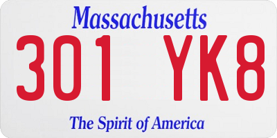 MA license plate 301YK8