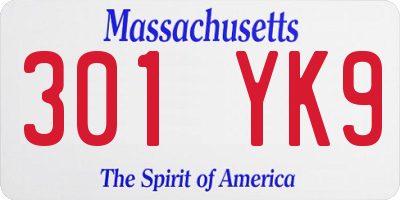 MA license plate 301YK9