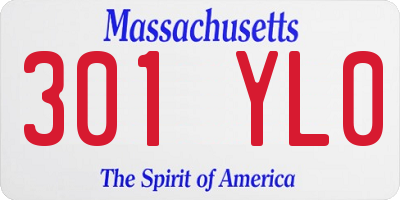 MA license plate 301YL0
