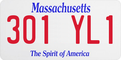 MA license plate 301YL1