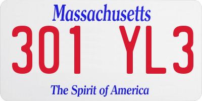 MA license plate 301YL3