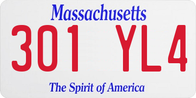 MA license plate 301YL4