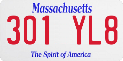 MA license plate 301YL8