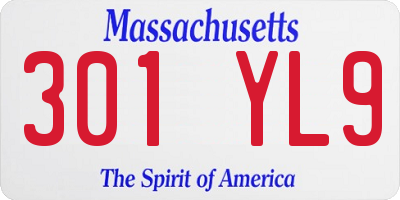 MA license plate 301YL9