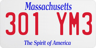 MA license plate 301YM3