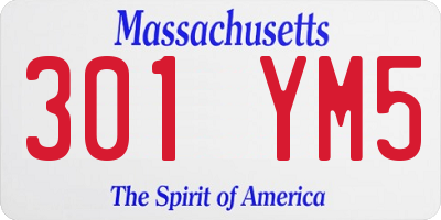 MA license plate 301YM5