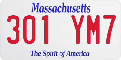 MA license plate 301YM7