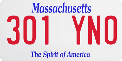 MA license plate 301YN0