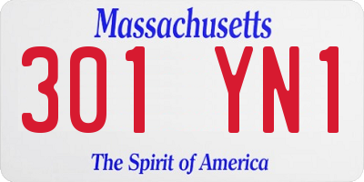 MA license plate 301YN1