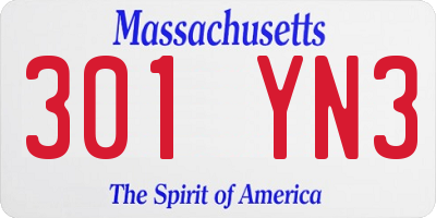 MA license plate 301YN3