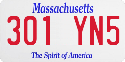 MA license plate 301YN5