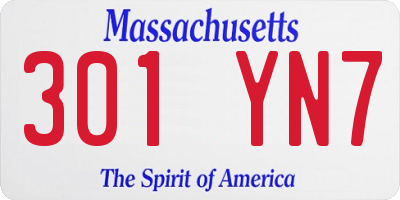 MA license plate 301YN7