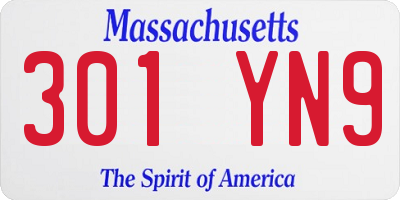 MA license plate 301YN9