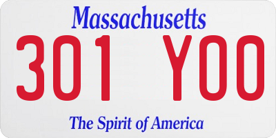 MA license plate 301YO0