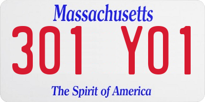 MA license plate 301YO1