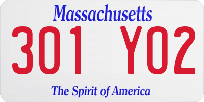 MA license plate 301YO2
