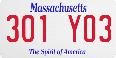 MA license plate 301YO3