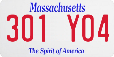 MA license plate 301YO4