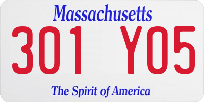 MA license plate 301YO5