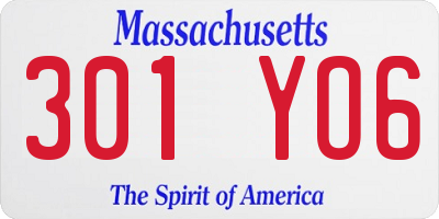 MA license plate 301YO6