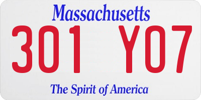 MA license plate 301YO7