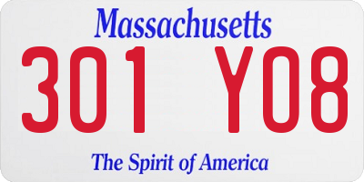 MA license plate 301YO8