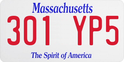MA license plate 301YP5