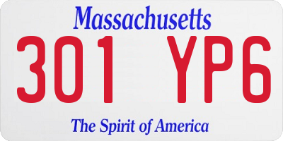 MA license plate 301YP6
