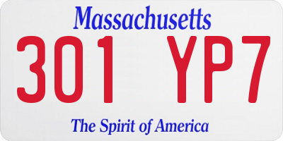 MA license plate 301YP7