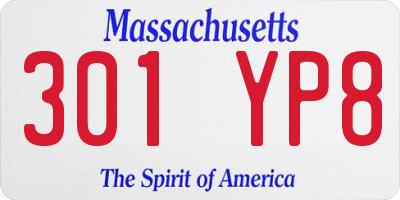 MA license plate 301YP8