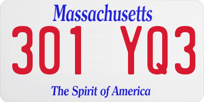 MA license plate 301YQ3
