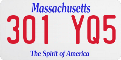 MA license plate 301YQ5